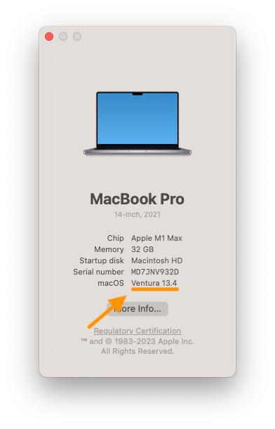 About This Mac Pop-up